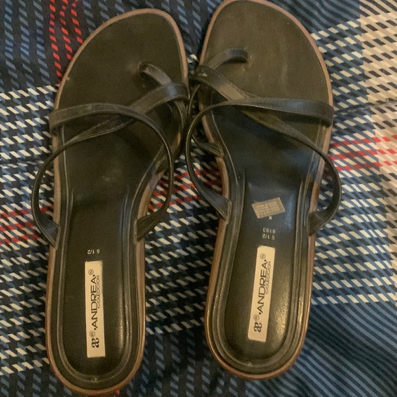 Shoes - Andrea short heel sandals size 9 nearly brand new!
